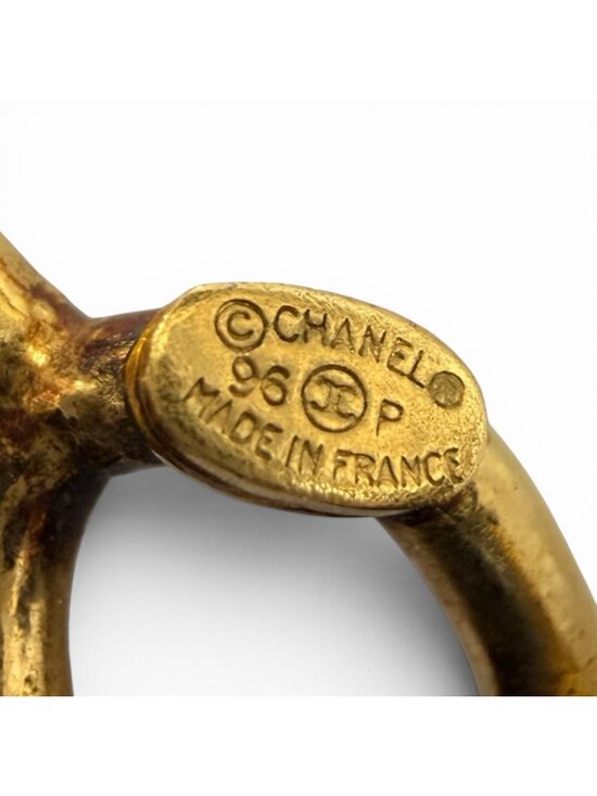 Chanel Vintage Leather CC Logo Rhinestone Chain Belt Choker Necklace Gold Black